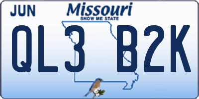 MO license plate QL3B2K