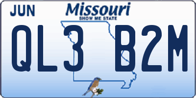 MO license plate QL3B2M
