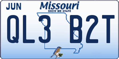 MO license plate QL3B2T