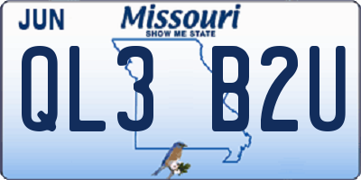 MO license plate QL3B2U