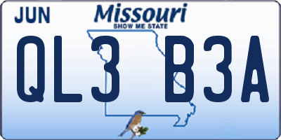 MO license plate QL3B3A