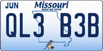 MO license plate QL3B3B