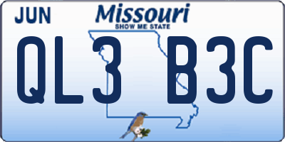 MO license plate QL3B3C