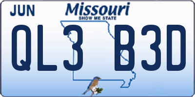 MO license plate QL3B3D