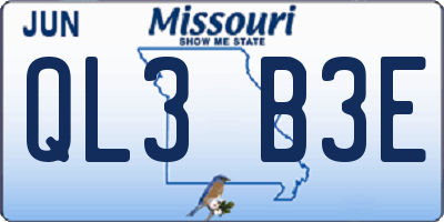 MO license plate QL3B3E