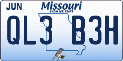 MO license plate QL3B3H
