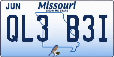 MO license plate QL3B3I