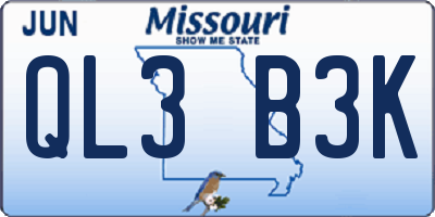 MO license plate QL3B3K