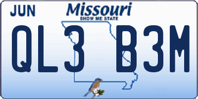 MO license plate QL3B3M
