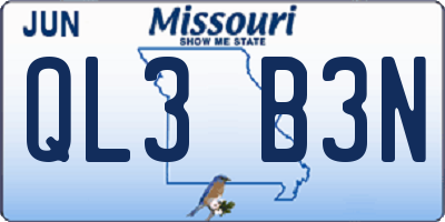 MO license plate QL3B3N