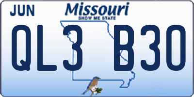 MO license plate QL3B3O