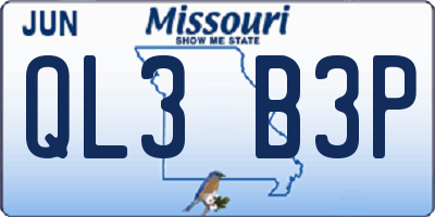 MO license plate QL3B3P