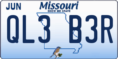 MO license plate QL3B3R
