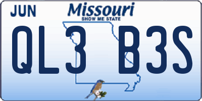 MO license plate QL3B3S