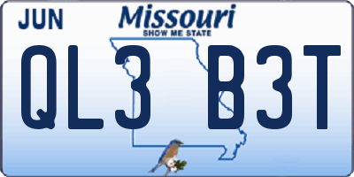MO license plate QL3B3T