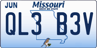 MO license plate QL3B3V