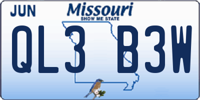 MO license plate QL3B3W
