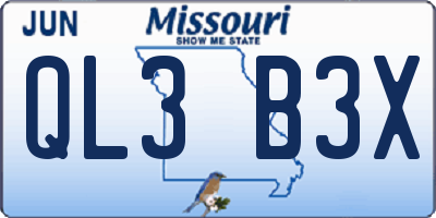 MO license plate QL3B3X