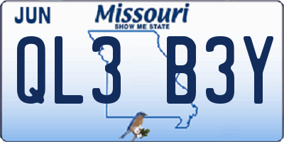 MO license plate QL3B3Y