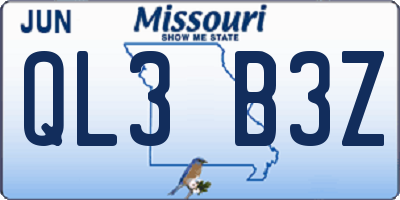 MO license plate QL3B3Z