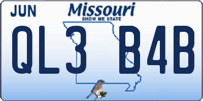 MO license plate QL3B4B