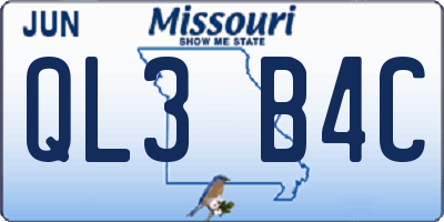 MO license plate QL3B4C