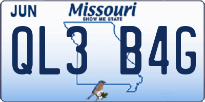 MO license plate QL3B4G