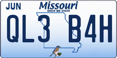 MO license plate QL3B4H