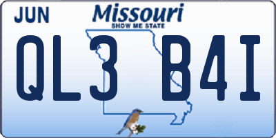 MO license plate QL3B4I