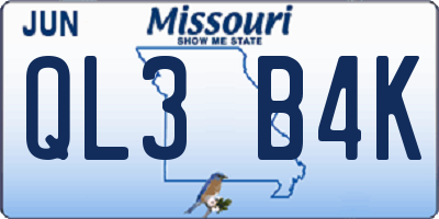 MO license plate QL3B4K