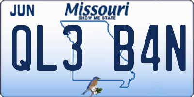 MO license plate QL3B4N