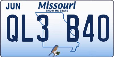 MO license plate QL3B4O