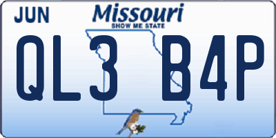 MO license plate QL3B4P