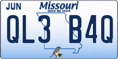 MO license plate QL3B4Q
