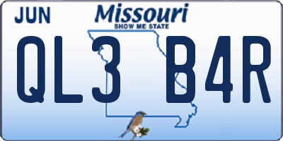 MO license plate QL3B4R