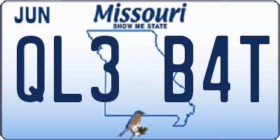 MO license plate QL3B4T