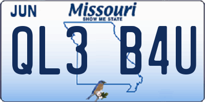 MO license plate QL3B4U