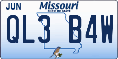 MO license plate QL3B4W