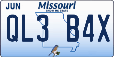 MO license plate QL3B4X