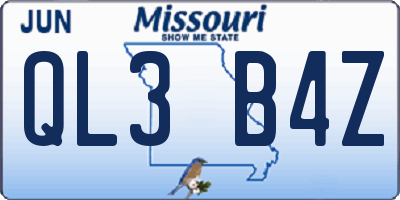 MO license plate QL3B4Z