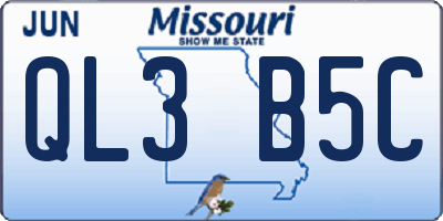 MO license plate QL3B5C
