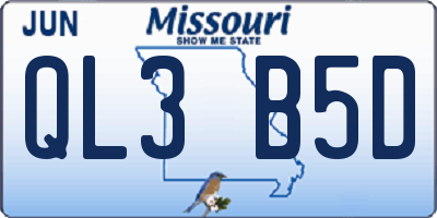 MO license plate QL3B5D