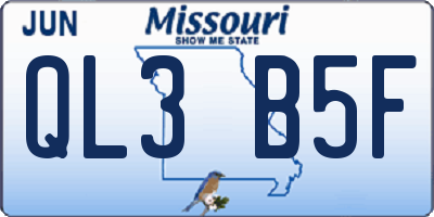 MO license plate QL3B5F
