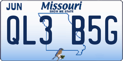 MO license plate QL3B5G