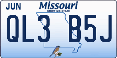 MO license plate QL3B5J