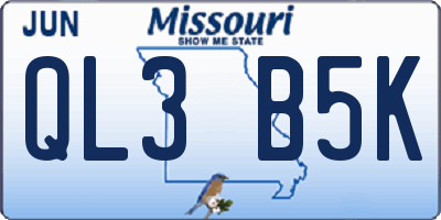 MO license plate QL3B5K