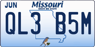 MO license plate QL3B5M