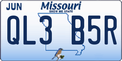 MO license plate QL3B5R