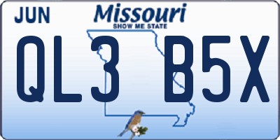 MO license plate QL3B5X