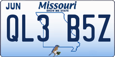 MO license plate QL3B5Z